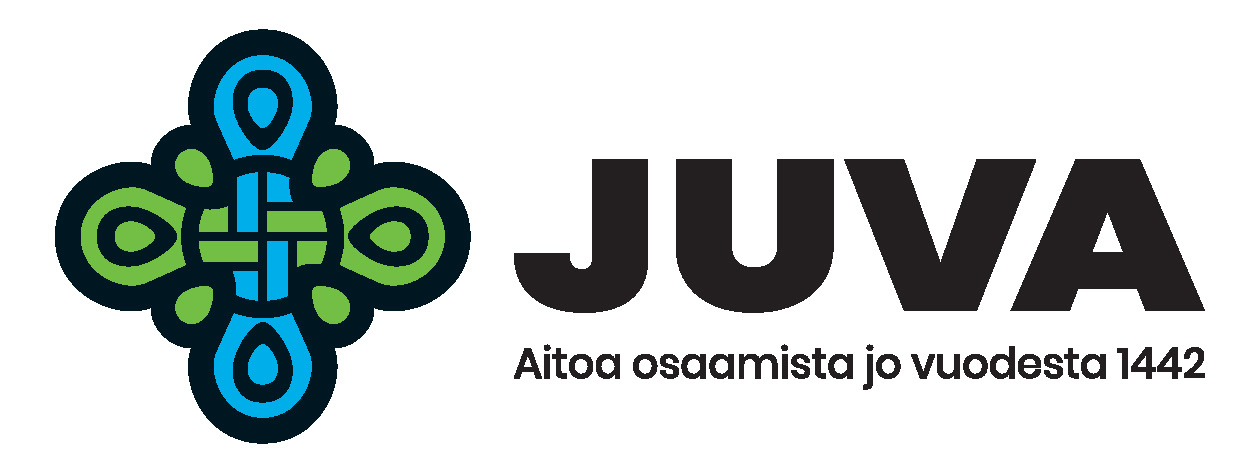 Juvan kunnan logo + teksti "aitoa osaamista jo vuodesta 1442"